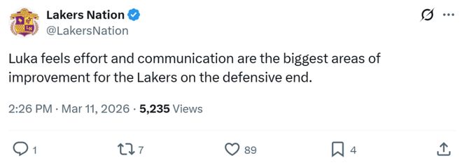 东契奇里夫斯合砍62+18+19 湖人防守升级力克森林